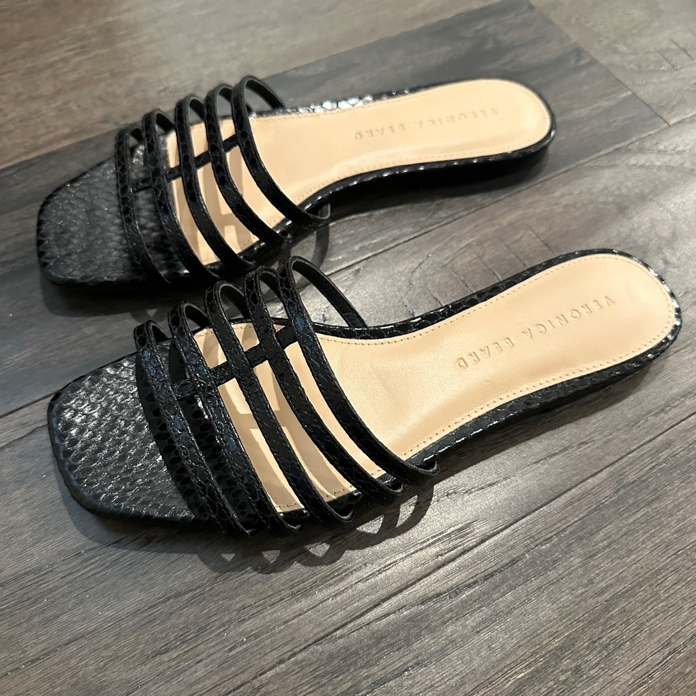 Veronica Beard Mazon Leather Slide Strappy Sandal